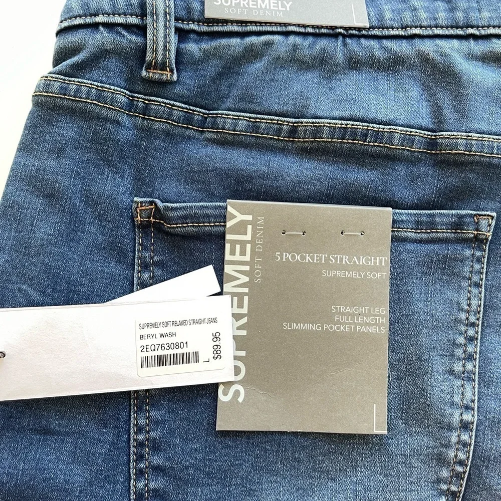 Soft Surroundings Supremely Soft Straight Leg Jean Beryl Wash - L